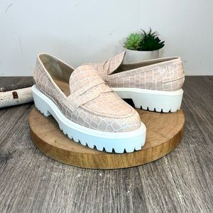 *Anthropologie X Jon Josef Snakeskin Embossed Chunky Loafers Size 39.5/9.5